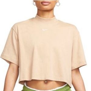 Nike tan mock neck crop top